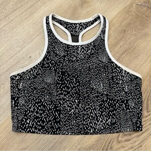 Fabletics Black and White Patterned Sports Bra